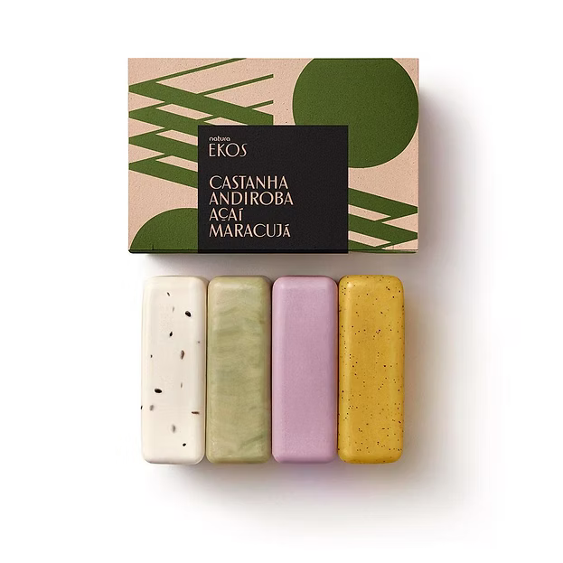Natura - Ekos - Castanha-andiroba-açaí-maracujá - Creamy and Exfoliating Bar Soap Kit