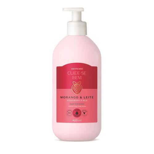 Loção Hidratante Corporal Cuide-se Bem Morango e Leite 400ml