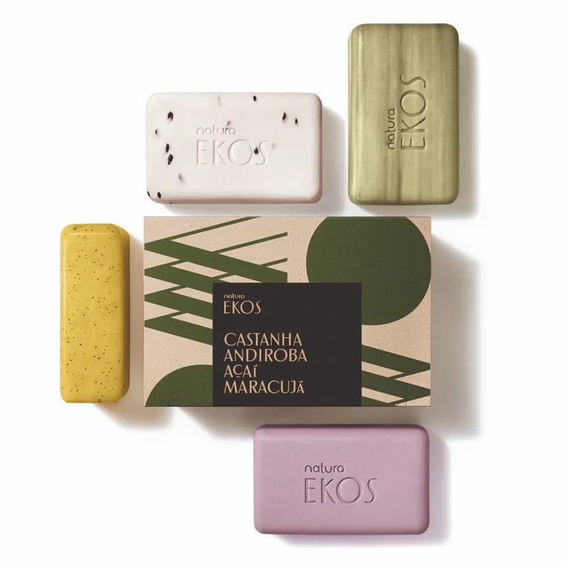 Natura - Ekos - Castanha-andiroba-açaí-maracujá - Creamy and Exfoliating Bar Soap Kit